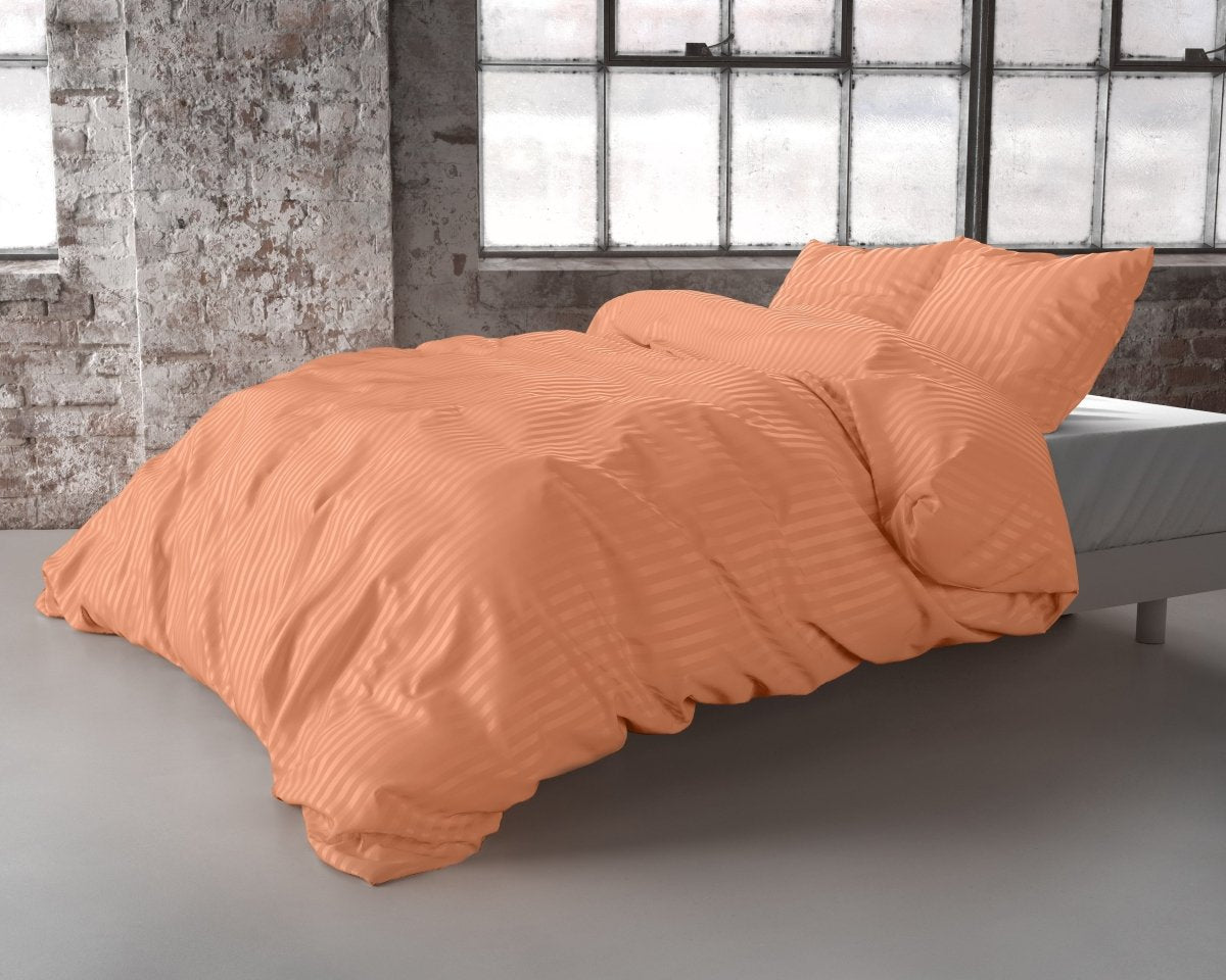 Premium Microfibre Percale Duvet Cover Set Dallas | Pastel Orange | Single - 140cm (W) x 220cm (L) - The Bedding & Blankets Store