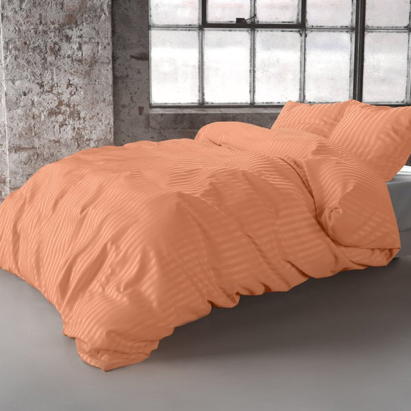 Premium Microfibre Percale Duvet Cover Set Dallas | Pastel Orange | Single - 140cm (W) x 220cm (L) - The Bedding & Blankets Store