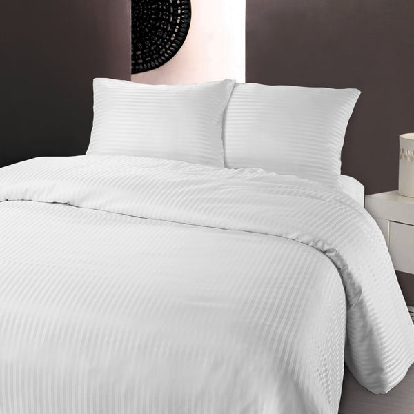 Premium Microfibre Percale Duvet Cover Set Dallas | White | Single - 140cm (W) x 220cm (L) - The Bedding & Blankets Store