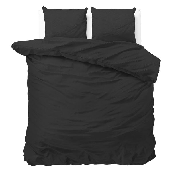 Premium Microfibre Percale Duvet Cover Set Satin Point | Black | Double - 200cm (W) x 220cm (L) - The Bedding & Blankets Store