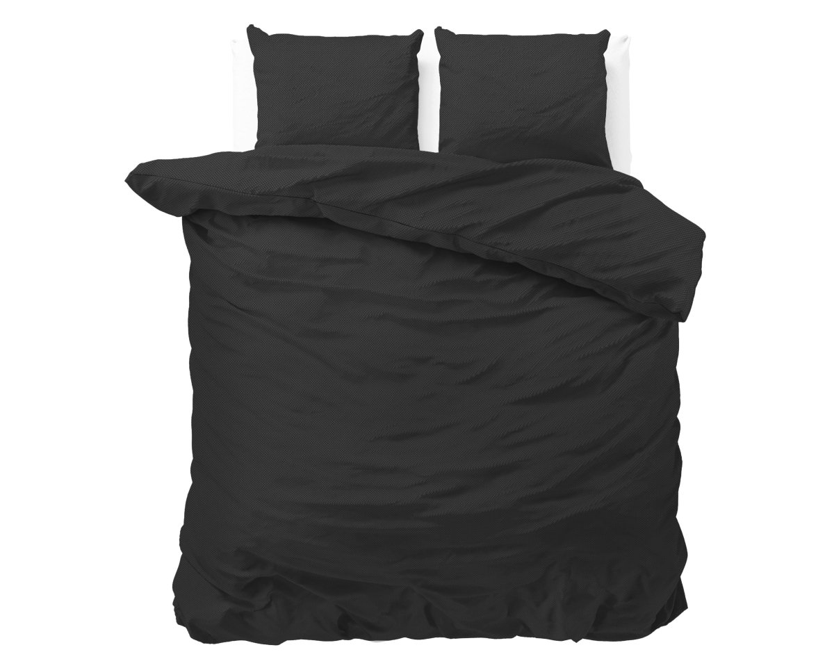 Premium Microfibre Percale Duvet Cover Set Satin Point | Black | Double - 200cm (W) x 220cm (L) - The Bedding & Blankets Store