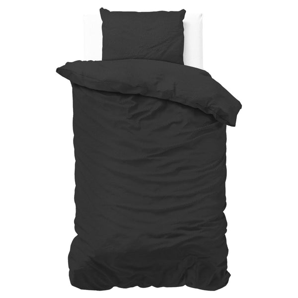Premium Microfibre Percale Duvet Cover Set Satin Point | Black | Single - 140cm (W) x 220cm (L) - The Bedding & Blankets Store