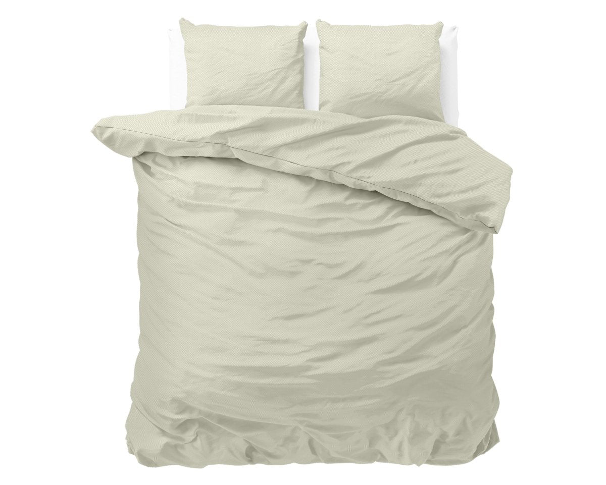 Premium Microfibre Percale Duvet Cover Set Satin Point | Cream | Double - 200cm (W) x 220cm (L) - The Bedding & Blankets Store