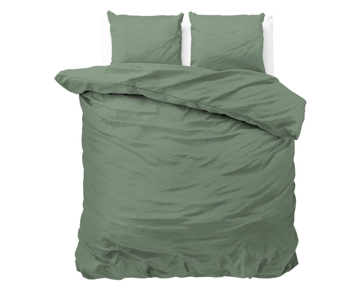 Premium Microfibre Percale Duvet Cover Set Satin Point | Green | Double - 200cm (W) x 220cm (L) - The Bedding & Blankets Store
