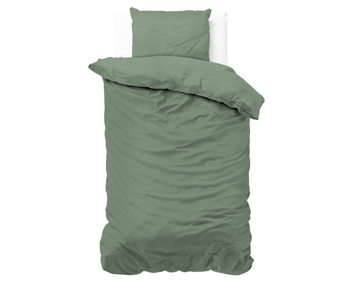 Premium Microfibre Percale Duvet Cover Set Satin Point | Green | Single - 140cm (W) x 220cm (L) - The Bedding & Blankets Store