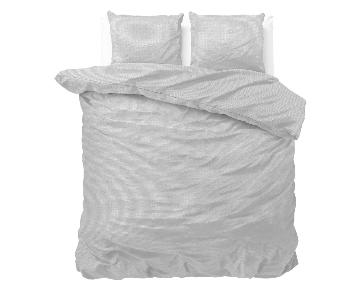 Premium Microfibre Percale Duvet Cover Set Satin Point | Grey | Double - 200cm (W) x 220cm (L) - The Bedding & Blankets Store