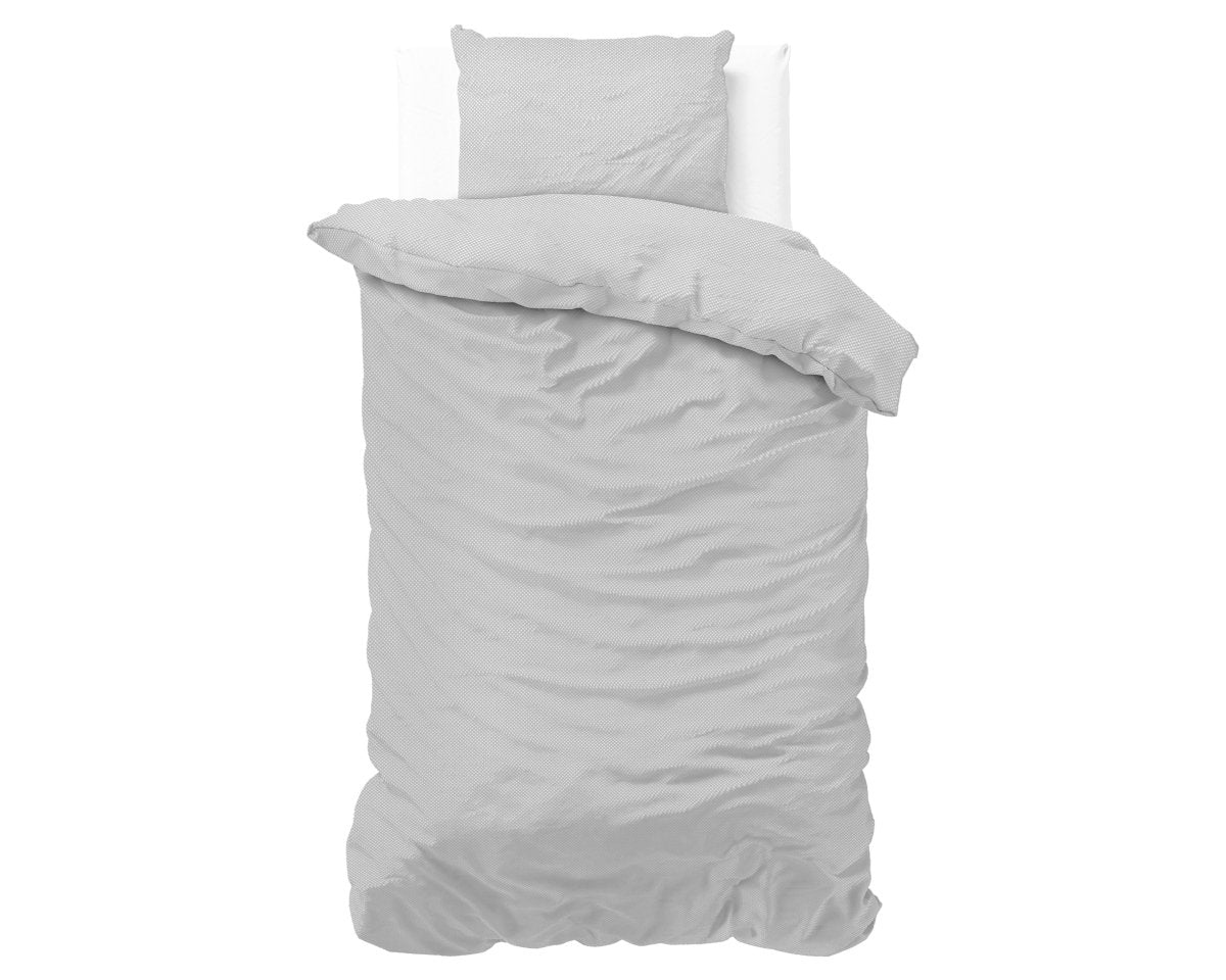 Premium Microfibre Percale Duvet Cover Set Satin Point | Grey | Single - 140cm (W) x 220cm (L) - The Bedding & Blankets Store