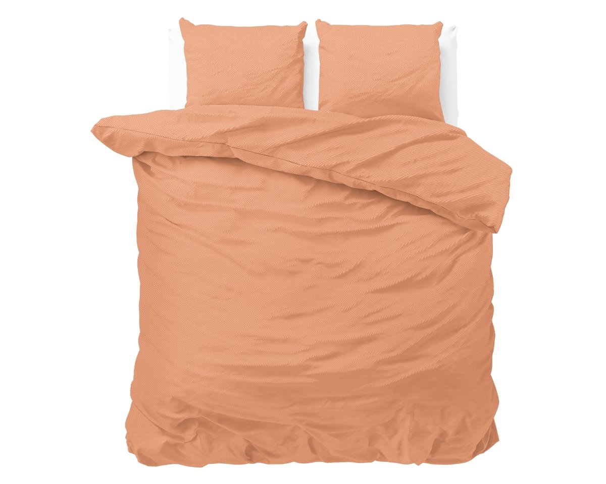 Premium Microfibre Percale Duvet Cover Set Satin Point | Pastel Orange | Double - 200cm (W) x 220cm (L) - The Bedding & Blankets Store