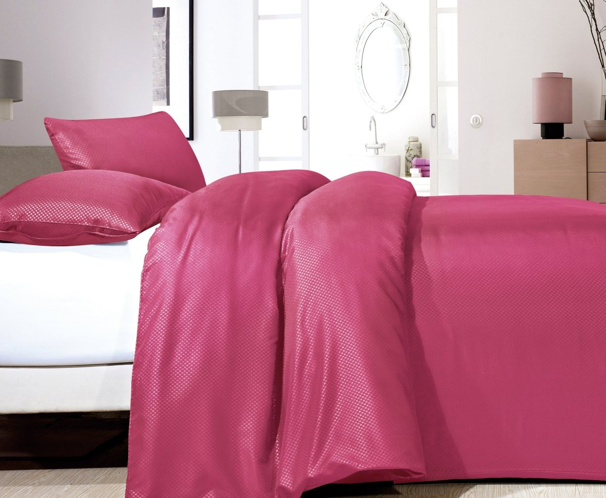 Premium Microfibre Percale Duvet Cover Set Satin Point | Pink | Single - 140cm (W) x 220cm (L) - The Bedding & Blankets Store