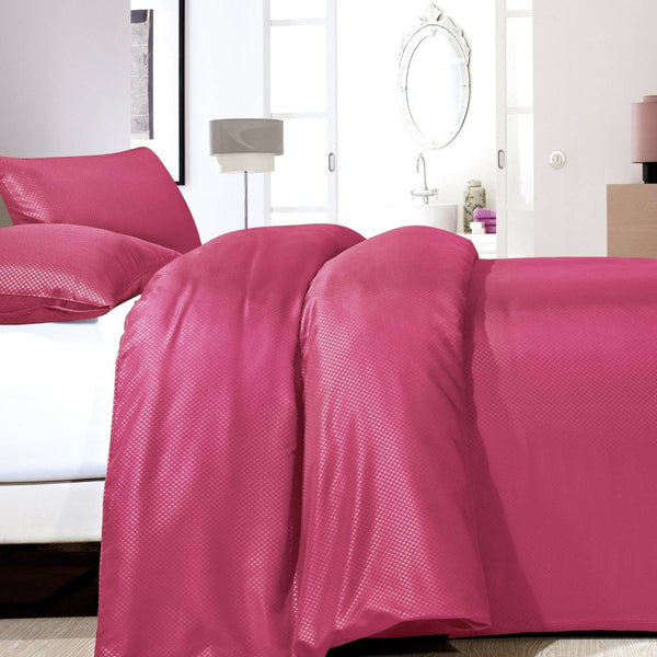 Premium Microfibre Percale Duvet Cover Set Satin Point | Pink | Single - 140cm (W) x 220cm (L) - The Bedding & Blankets Store