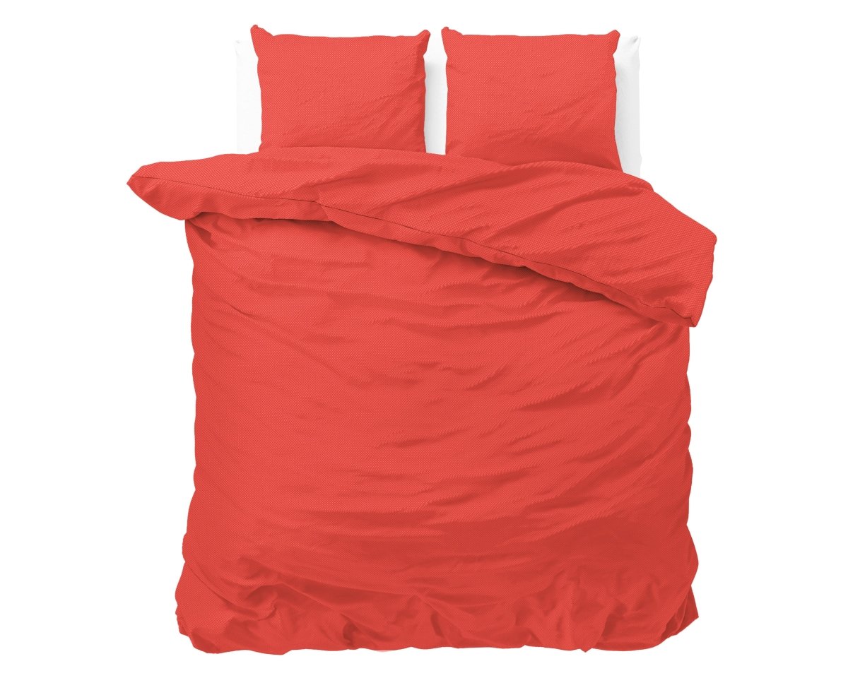 Premium Microfibre Percale Duvet Cover Set Satin Point | Red | Double - 200cm (W) x 220cm (L) - The Bedding & Blankets Store