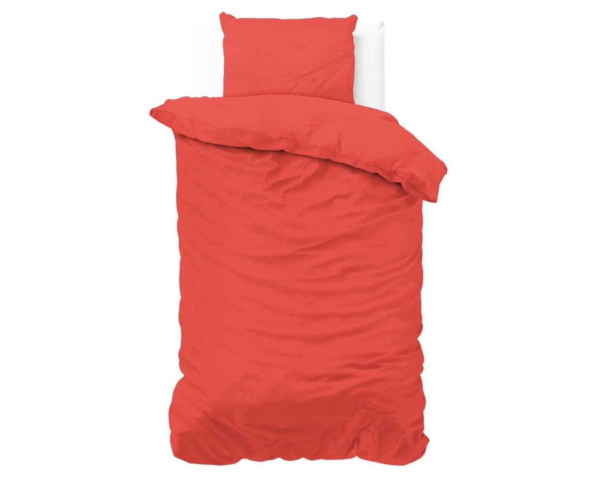 Premium Microfibre Percale Duvet Cover Set Satin Point | Red | Single - 140cm (W) x 220cm (L) - The Bedding & Blankets Store