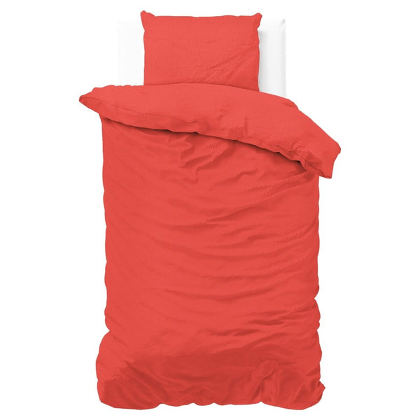 Premium Microfibre Percale Duvet Cover Set Satin Point | Red | Single - 140cm (W) x 220cm (L) - The Bedding & Blankets Store