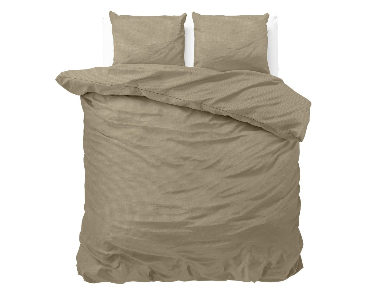 Premium Microfibre Percale Duvet Cover Set Satin Point | Taupe | Double - 200cm (W) x 220cm (L) - The Bedding & Blankets Store