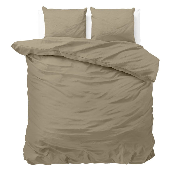 Premium Microfibre Percale Duvet Cover Set Satin Point | Taupe | Double - 200cm (W) x 220cm (L) - The Bedding & Blankets Store