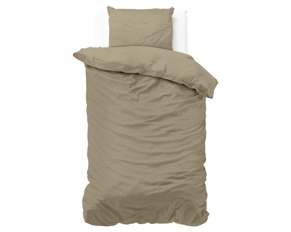 Premium Microfibre Percale Duvet Cover Set Satin Point | Taupe | Single - 140cm (W) x 220cm (L) - The Bedding & Blankets Store