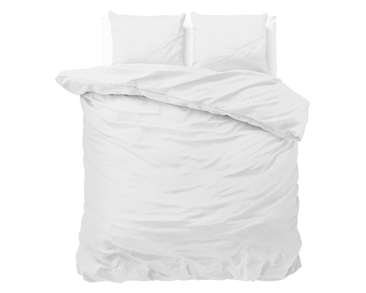Premium Microfibre Percale Duvet Cover Set Satin Point | White | Double - 200cm (W) x 220cm (L) - The Bedding & Blankets Store