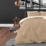 Premium Microfibre Percale Duvet Cover Set Twin Face | Cream/Taupe | Single - 140cm (W) x 220cm (L) - The Bedding & Blankets Store