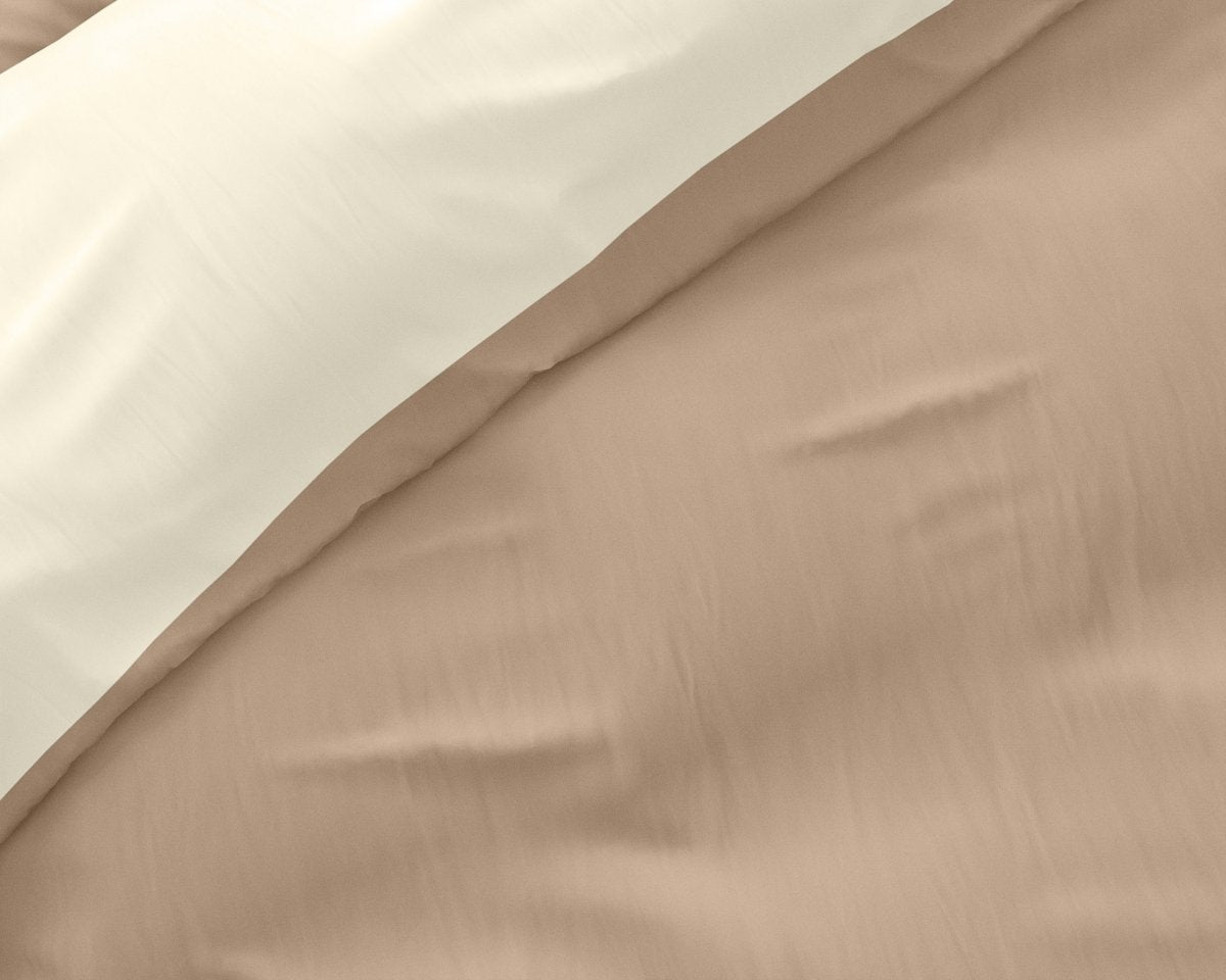 Premium Microfibre Percale Duvet Cover Set Twin Face | Cream/Taupe | Single - 140cm (W) x 220cm (L) - The Bedding & Blankets Store