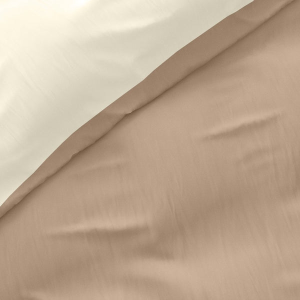 Premium Microfibre Percale Duvet Cover Set Twin Face | Cream/Taupe | Single - 140cm (W) x 220cm (L) - The Bedding & Blankets Store