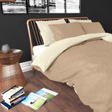 Premium Microfibre Percale Duvet Cover Set Twin Face | Cream/Taupe | Single - 140cm (W) x 220cm (L) - The Bedding & Blankets Store