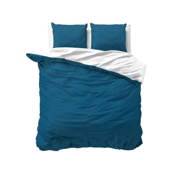 Premium Microfibre Percale Duvet Cover Set Twin Face | Navy/White | Double - 200cm (W) x 220cm (L) - The Bedding & Blankets Store