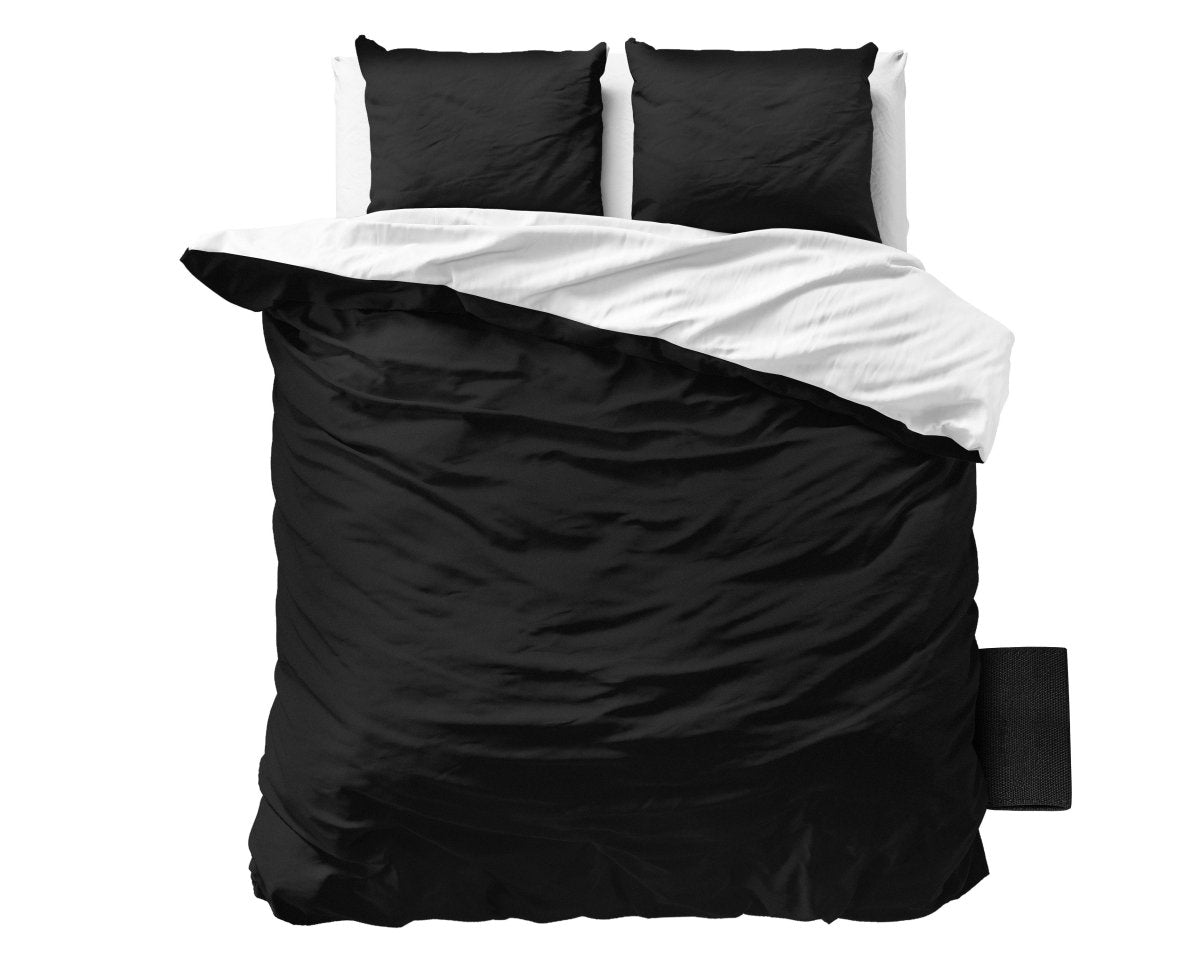 Premium Microfibre Percale Duvet Cover Set Twin Face | White/Black | Single - 140cm (W) x 220cm (L) - The Bedding & Blankets Store