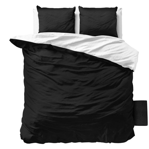 Premium Microfibre Percale Duvet Cover Set Twin Face | White/Black | Single - 140cm (W) x 220cm (L) - The Bedding & Blankets Store