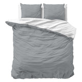 Premium Microfibre Percale Duvet Cover Set Twin Face | White/Grey | Single - 140cm (W) x 220cm (L) - The Bedding & Blankets Store